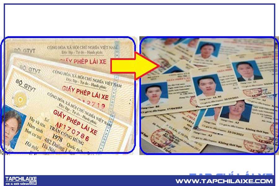 Bằng lái A2 loại cũ đổi sang loại mới bằng thẻ PET