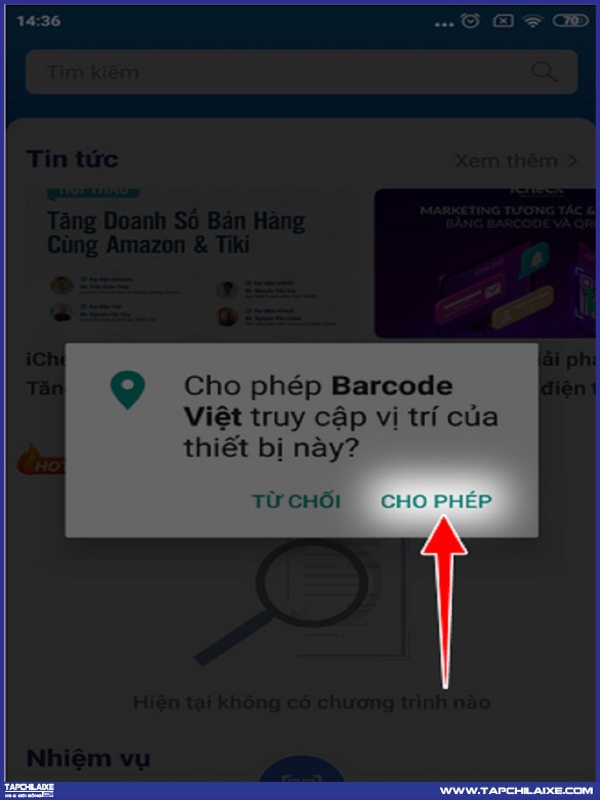 Chấp nhận cấp quyền truy cập cho ứng dụng