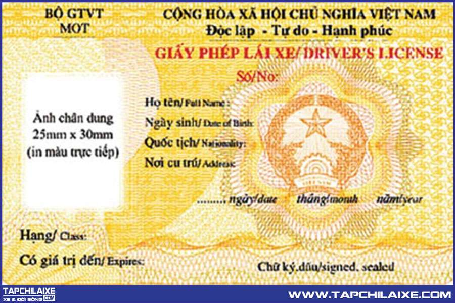 mẫu giấy phép lái xe mới từ ngày 1/6/2020
