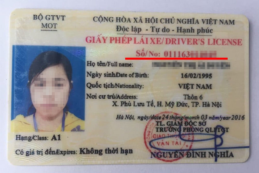 Số GPLX bằng PET nhằm tra cứu giấy phép lái xe